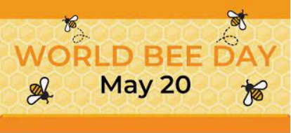 Text reading "world bee day May 20"